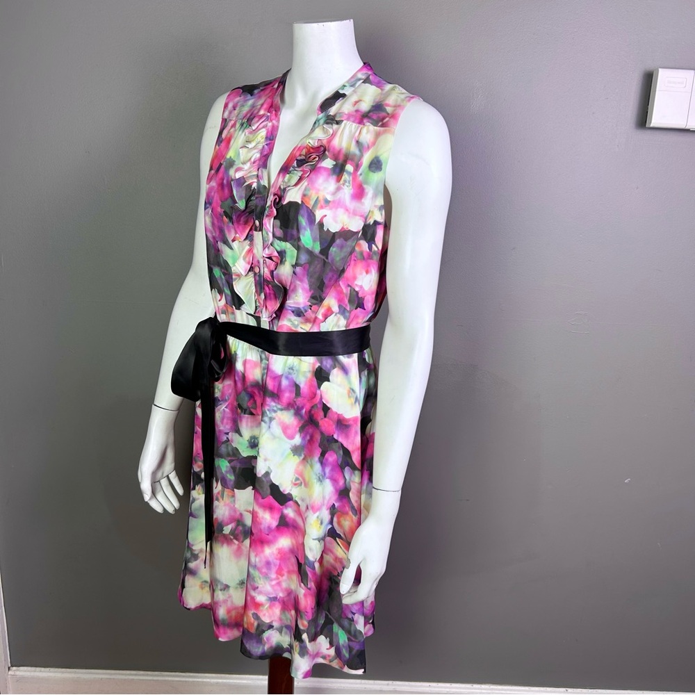 Cynthia Steffe dress size 10 floral fairy ruffle silk cottagecore‎ colorful